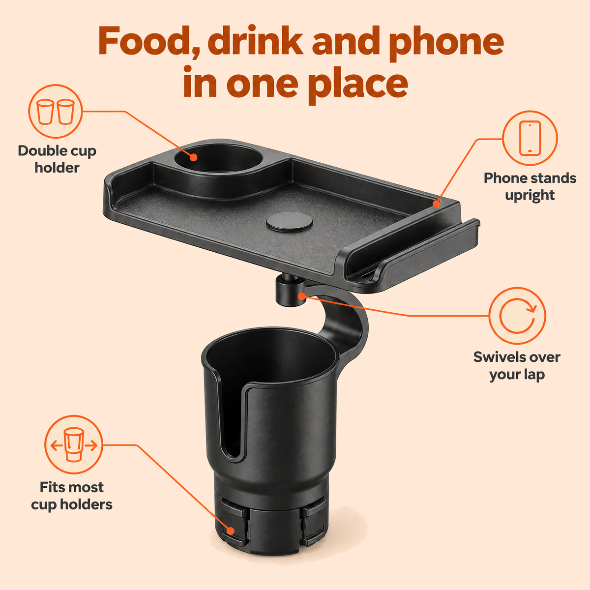 Food, drink and phone in one place